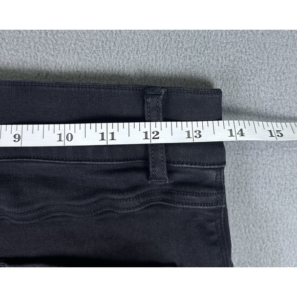 Spanx Jeans Womens Small Black Cropped Flare Pull On Stretch Distressed Raw Hem - Picture 7 of 13